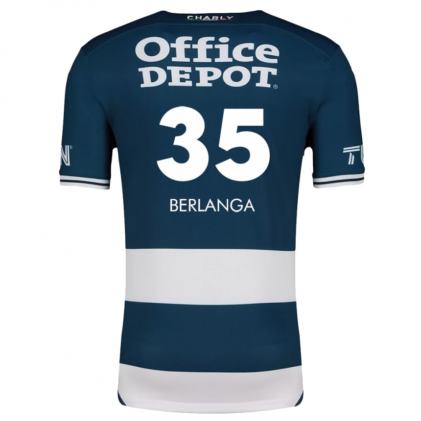 Niño Fútbol Camiseta Jorge Berlanga #35 Azul Blanco 1ª Equipación 2024/25 México