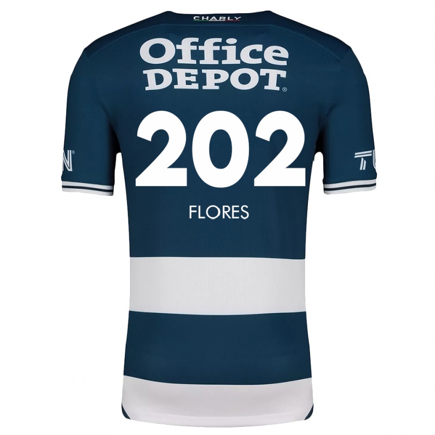 Niño Fútbol Camiseta Luis Flores #202 Azul Blanco 1ª Equipación 2024/25 México