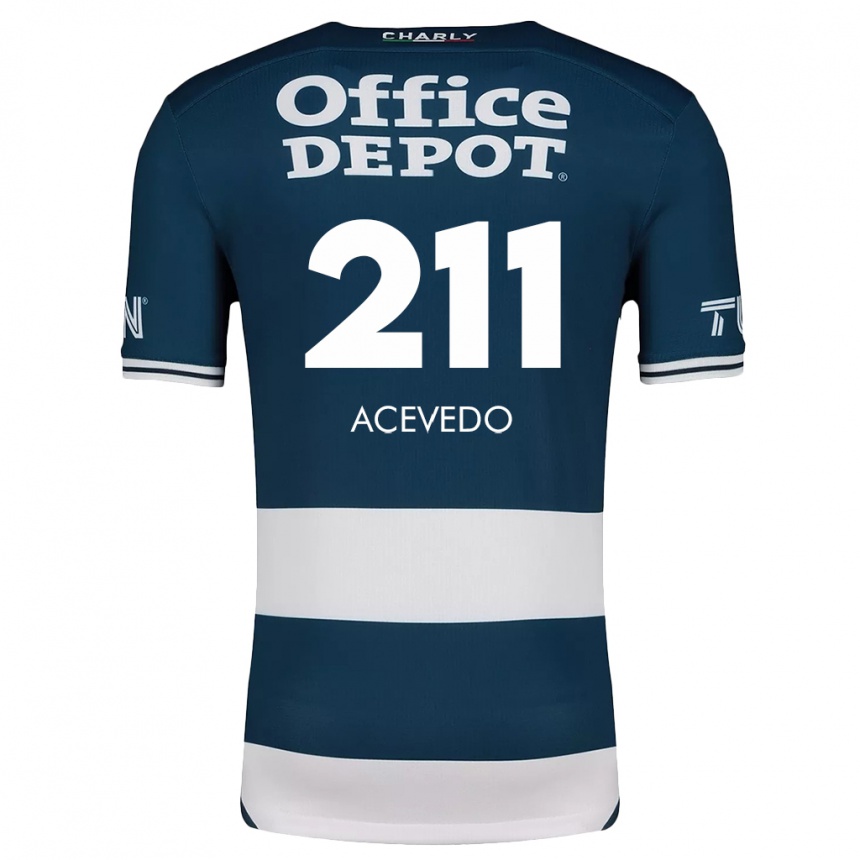 Niño Fútbol Camiseta Gerardo Acevedo #211 Azul Blanco 1ª Equipación 2024/25 México