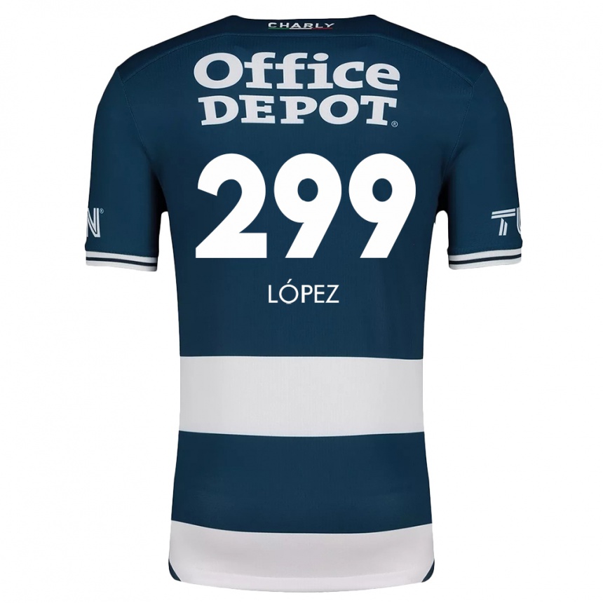 Niño Fútbol Camiseta Santiago López #299 Azul Blanco 1ª Equipación 2024/25 México