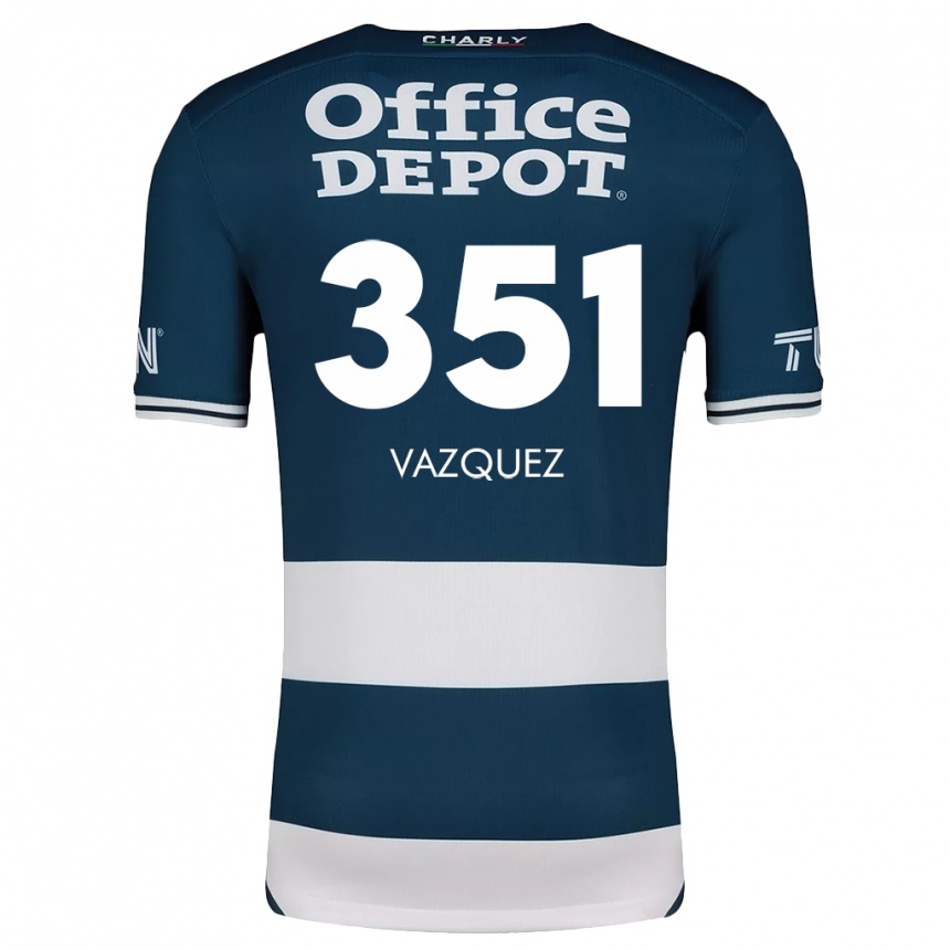 Niño Fútbol Camiseta Maximo Vázquez #351 Azul Blanco 1ª Equipación 2024/25 México