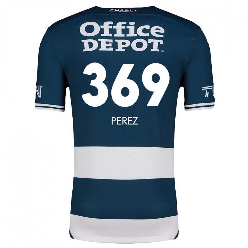 Niño Fútbol Camiseta Santiago Pérez #369 Azul Blanco 1ª Equipación 2024/25 México