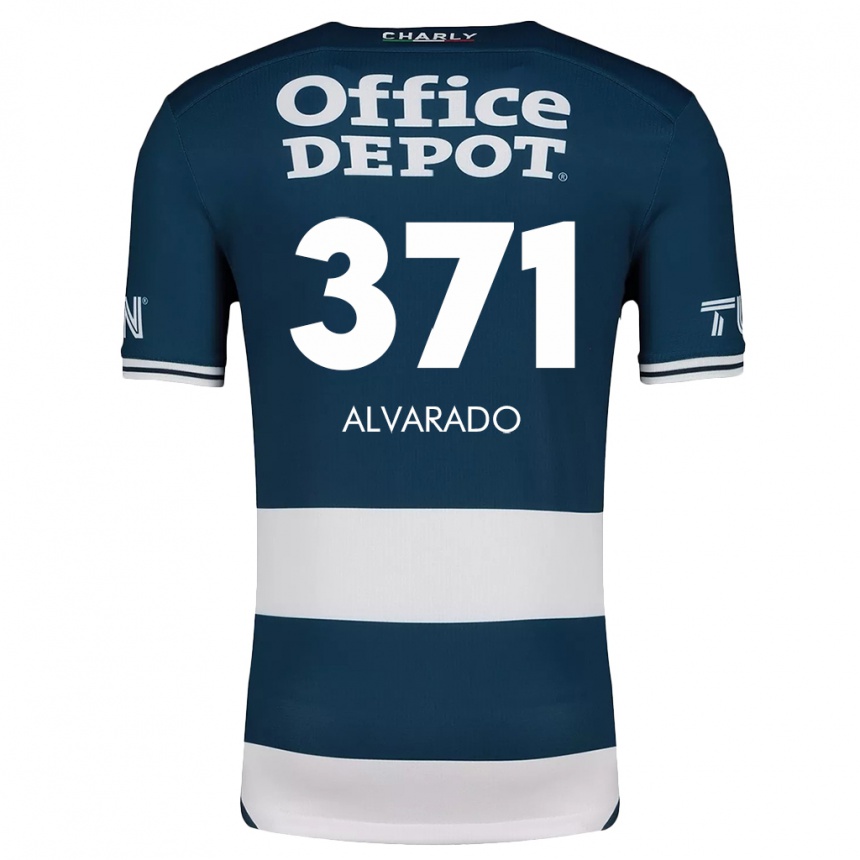 Niño Fútbol Camiseta Brandon Alvarado #371 Azul Blanco 1ª Equipación 2024/25 México