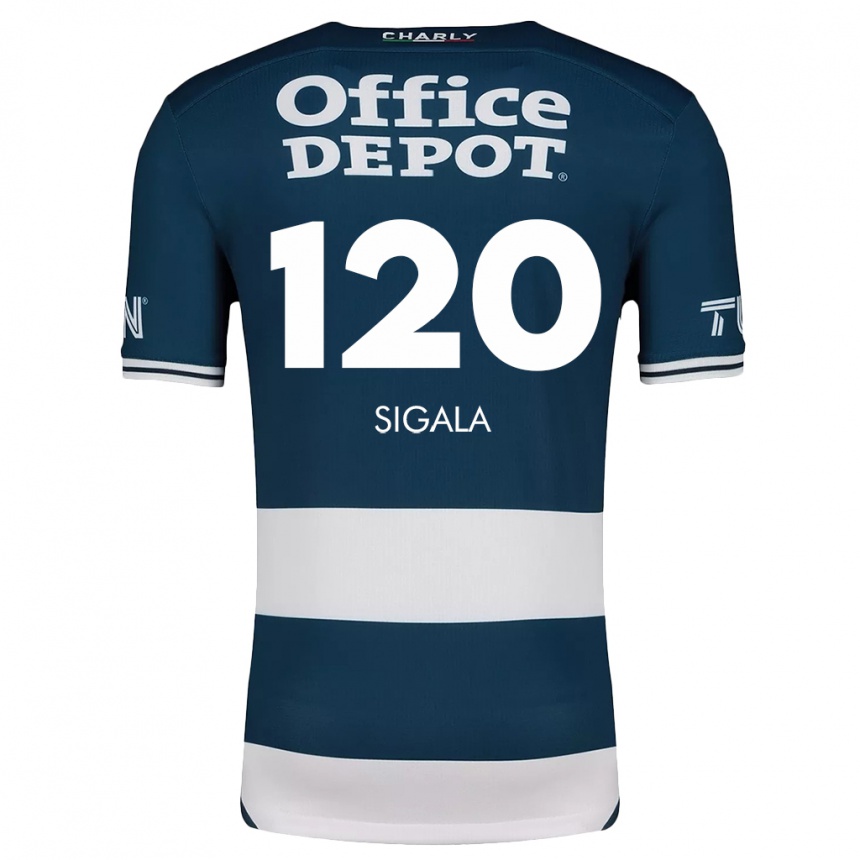 Niño Fútbol Camiseta Juan Sigala #120 Azul Blanco 1ª Equipación 2024/25 México