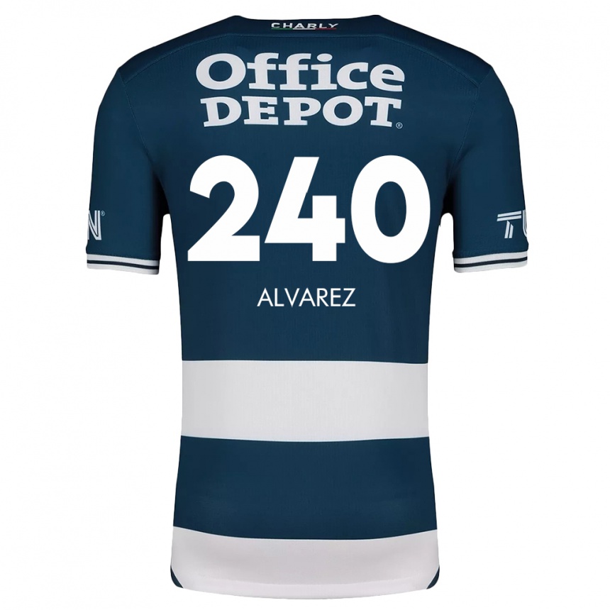 Niño Fútbol Camiseta Gael Álvarez #240 Azul Blanco 1ª Equipación 2024/25 México