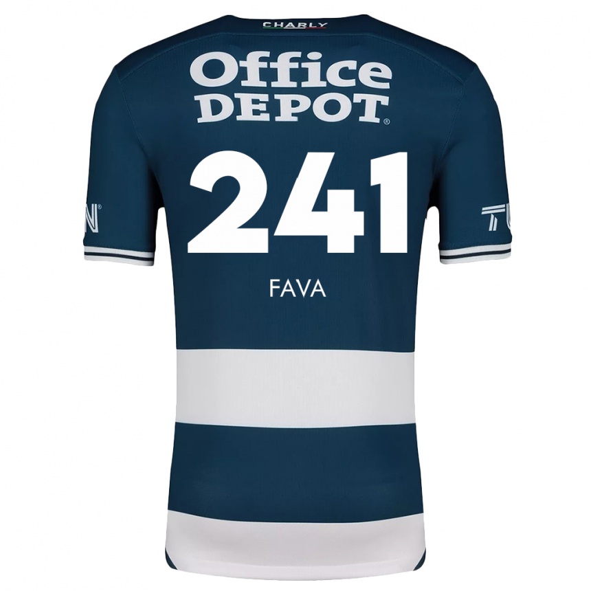 Niño Fútbol Camiseta Marco Fava #241 Azul Blanco 1ª Equipación 2024/25 México