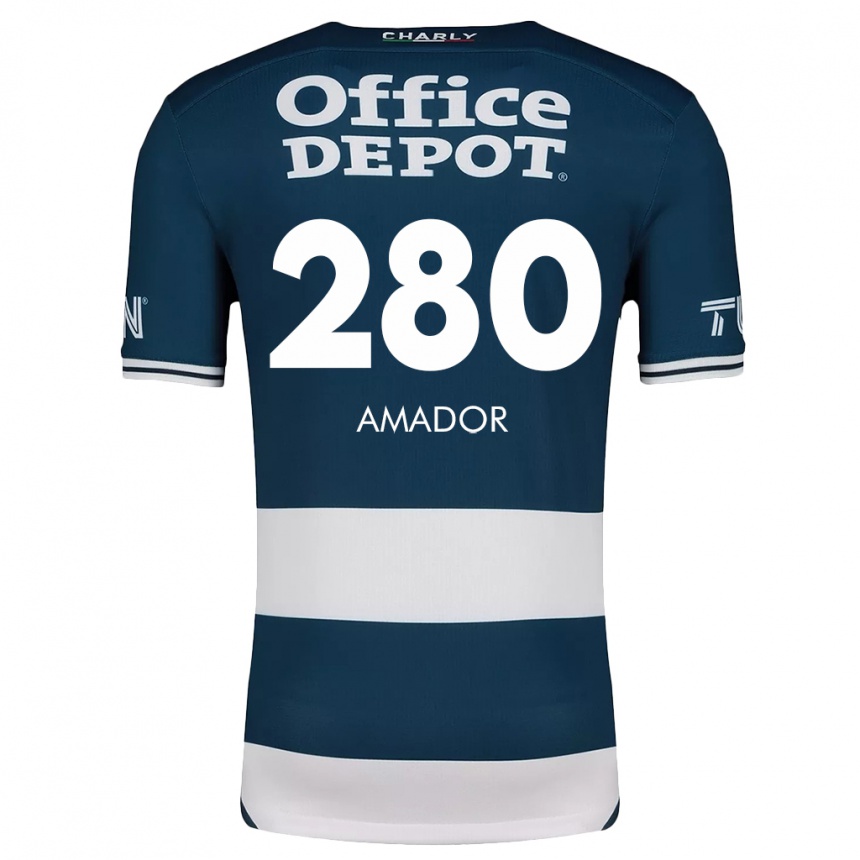 Niño Fútbol Camiseta Santiago Amador #280 Azul Blanco 1ª Equipación 2024/25 México