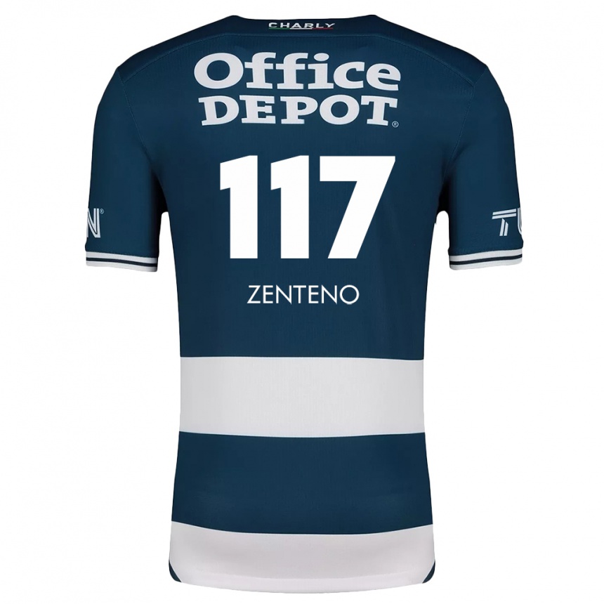 Niño Fútbol Camiseta Gustavo Zenteno #117 Azul Blanco 1ª Equipación 2024/25 México