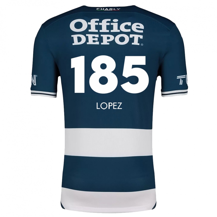 Niño Fútbol Camiseta René López #185 Azul Blanco 1ª Equipación 2024/25 México