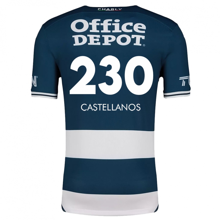 Niño Fútbol Camiseta Edson Castellanos #230 Azul Blanco 1ª Equipación 2024/25 México