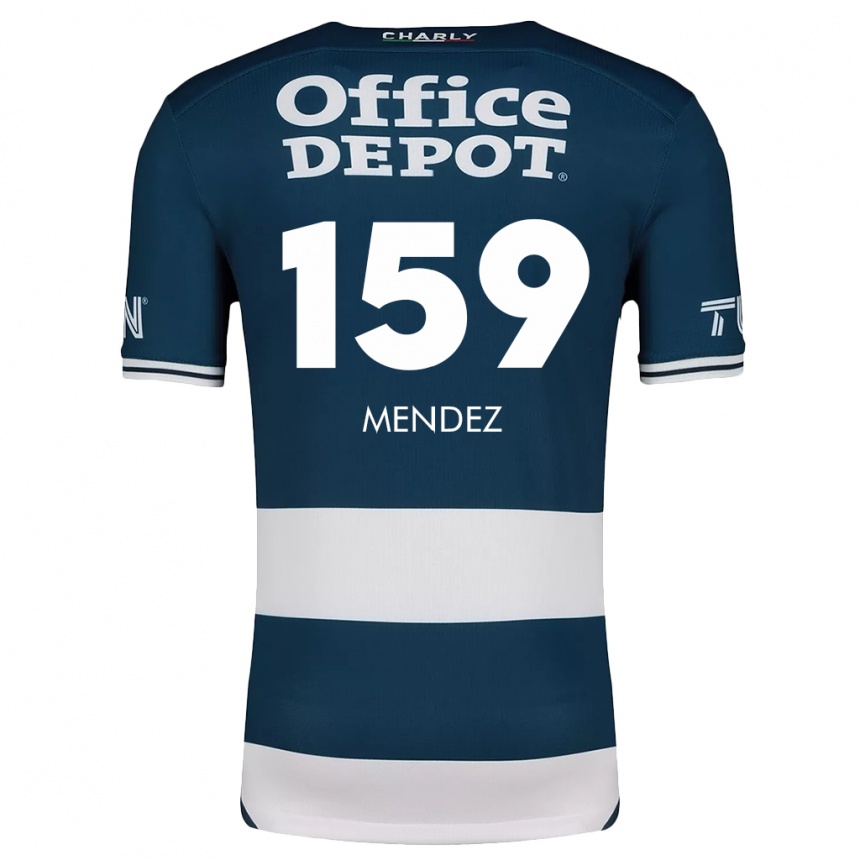 Niño Fútbol Camiseta Daniel Méndez #159 Azul Blanco 1ª Equipación 2024/25 México