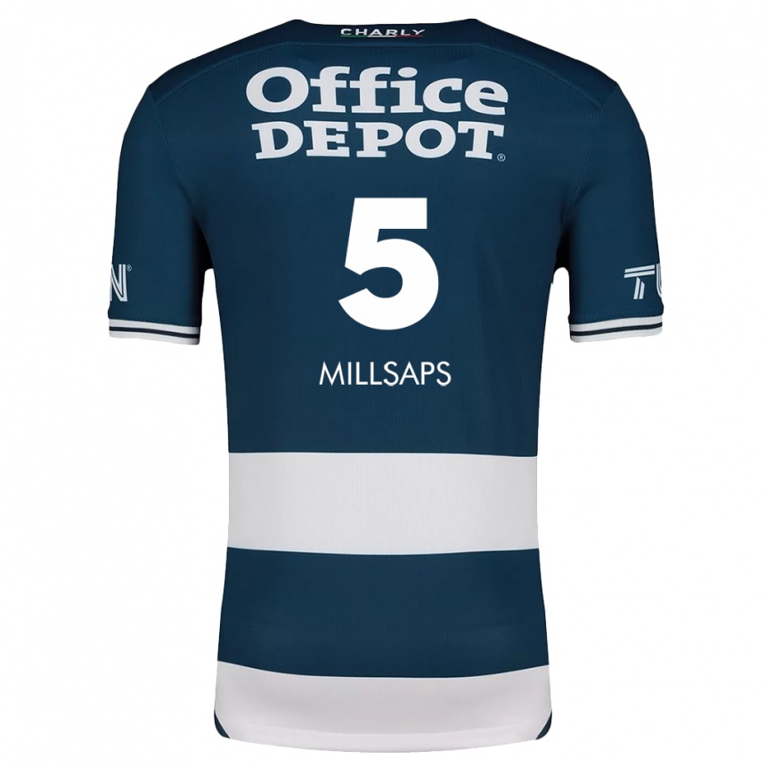 Niño Fútbol Camiseta Vanessa Millsaps #5 Azul Blanco 1ª Equipación 2024/25 México