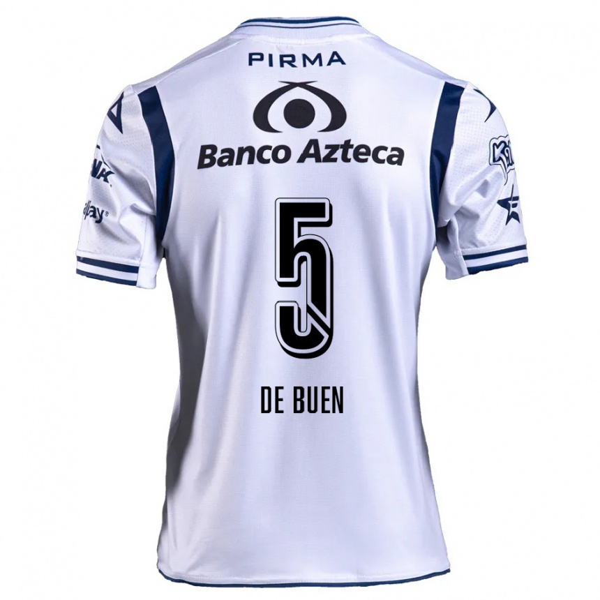 Niño Fútbol Camiseta Diego De Buen #5 Blanco Azul Marino 1ª Equipación 2024/25 México