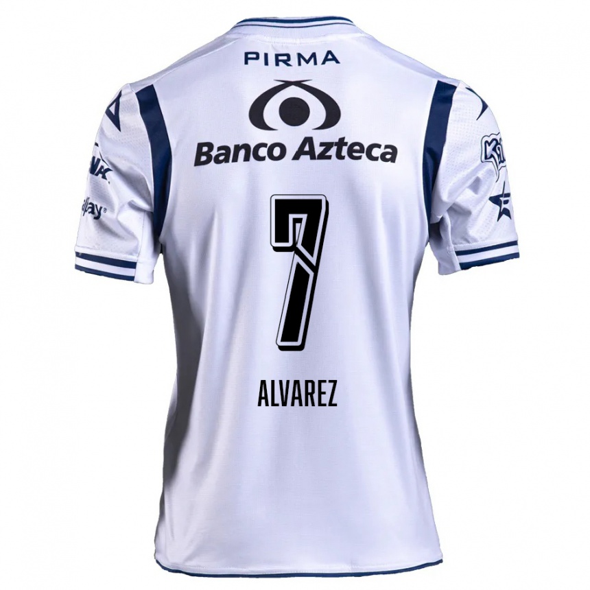 Niño Fútbol Camiseta Daniel Álvarez #7 Blanco Azul Marino 1ª Equipación 2024/25 México