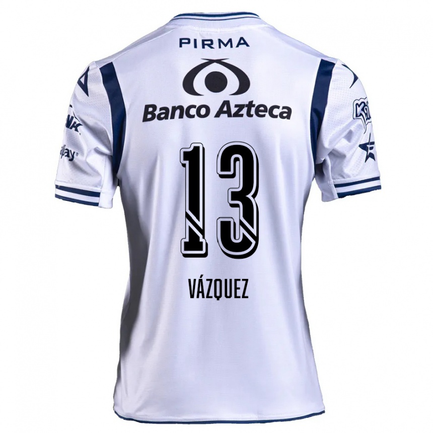 Niño Fútbol Camiseta Ivo Vázquez #13 Blanco Azul Marino 1ª Equipación 2024/25 México