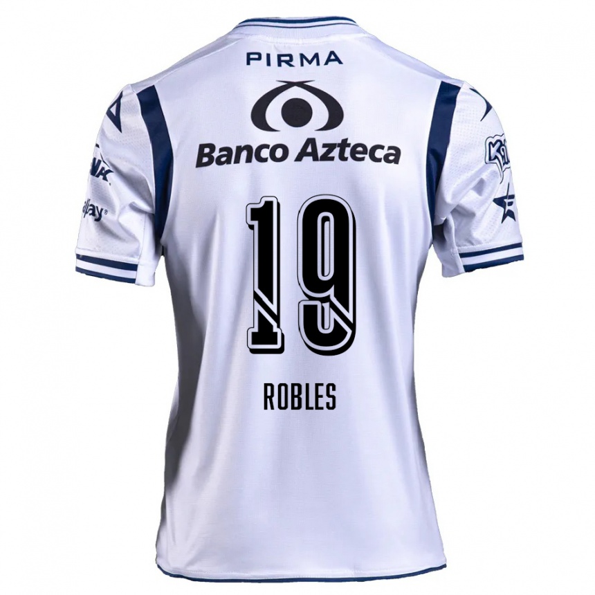 Niño Fútbol Camiseta Ángel Robles #19 Blanco Azul Marino 1ª Equipación 2024/25 México