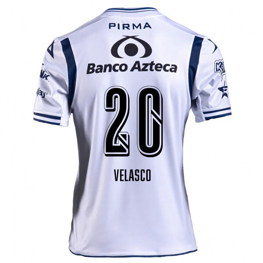 Niño Fútbol Camiseta Kevin Velasco #20 Blanco Azul Marino 1ª Equipación 2024/25 México