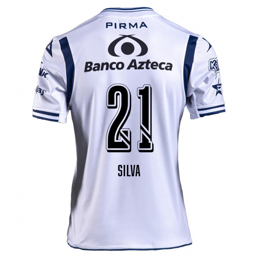 Niño Fútbol Camiseta Gastón Silva #21 Blanco Azul Marino 1ª Equipación 2024/25 México