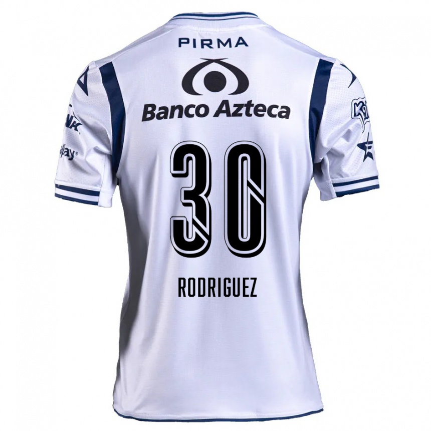 Niño Fútbol Camiseta Jesús Rodríguez #30 Blanco Azul Marino 1ª Equipación 2024/25 México