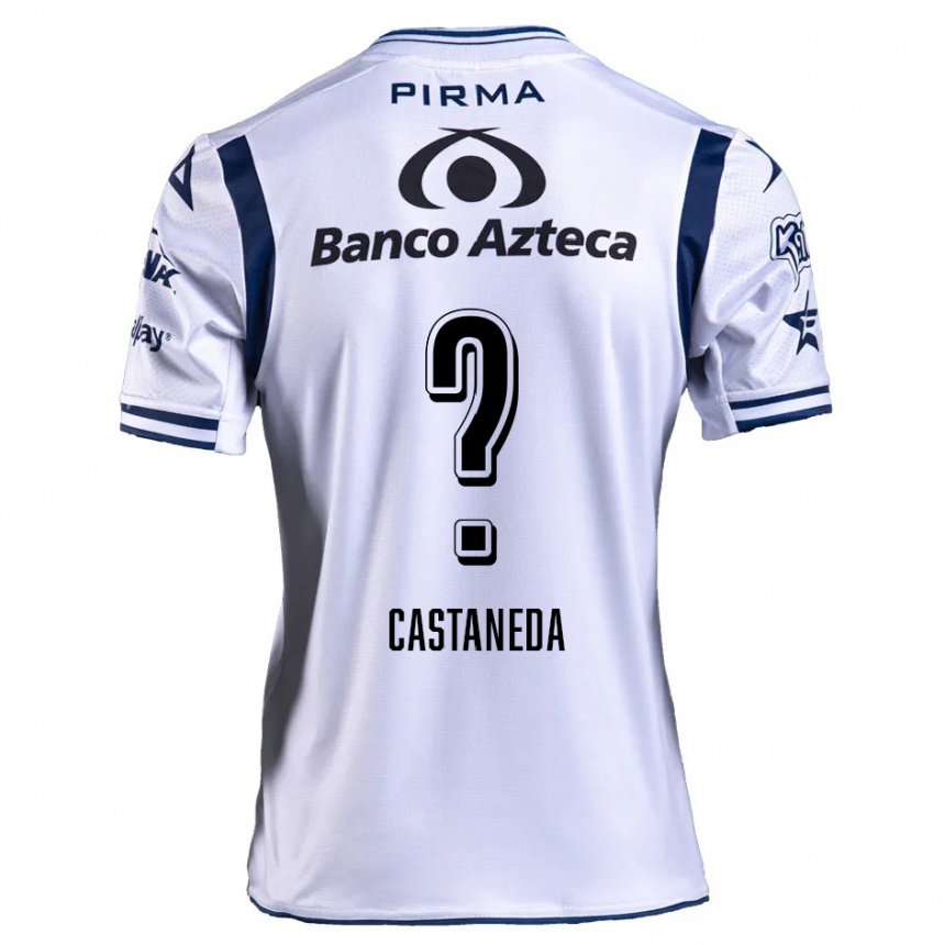 Niño Fútbol Camiseta Christian Castañeda #0 Blanco Azul Marino 1ª Equipación 2024/25 México