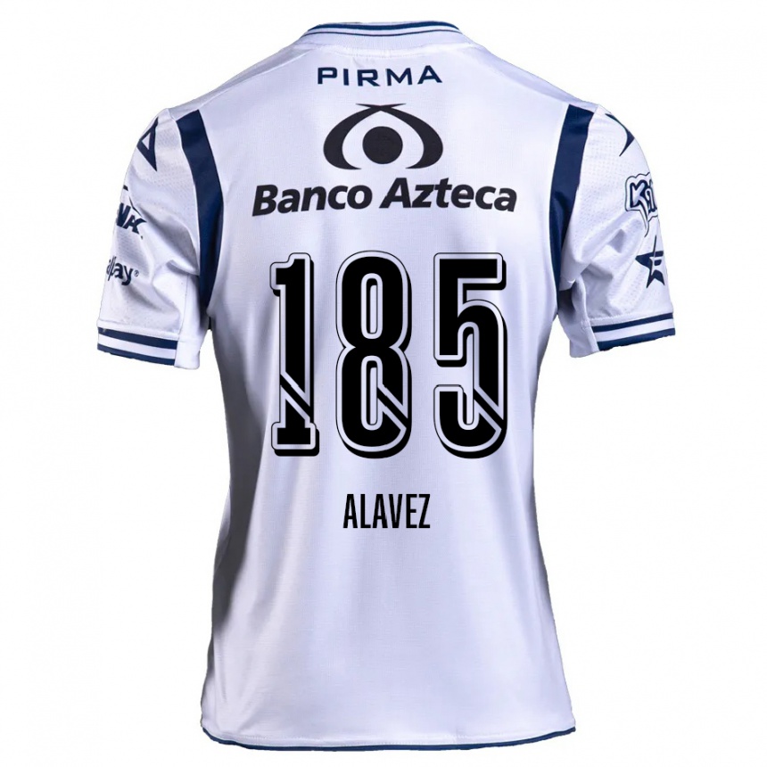 Niño Fútbol Camiseta Brian Alavez #185 Blanco Azul Marino 1ª Equipación 2024/25 México