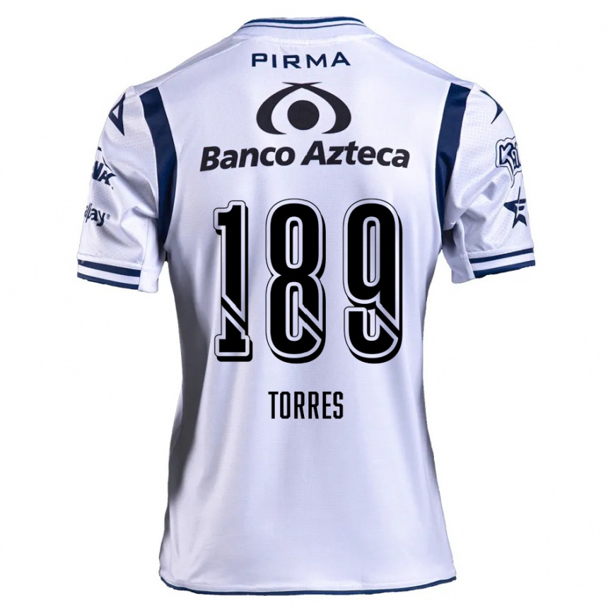 Niño Fútbol Camiseta Dylan Torres #189 Blanco Azul Marino 1ª Equipación 2024/25 México