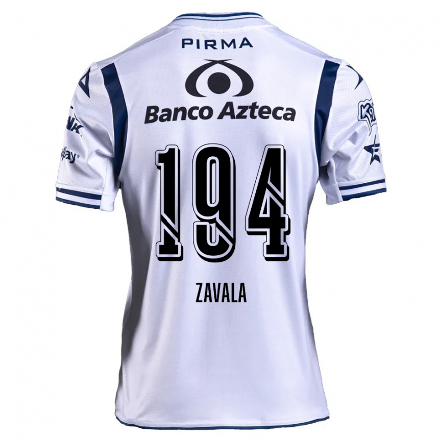 Niño Fútbol Camiseta Arath Zavala #194 Blanco Azul Marino 1ª Equipación 2024/25 México