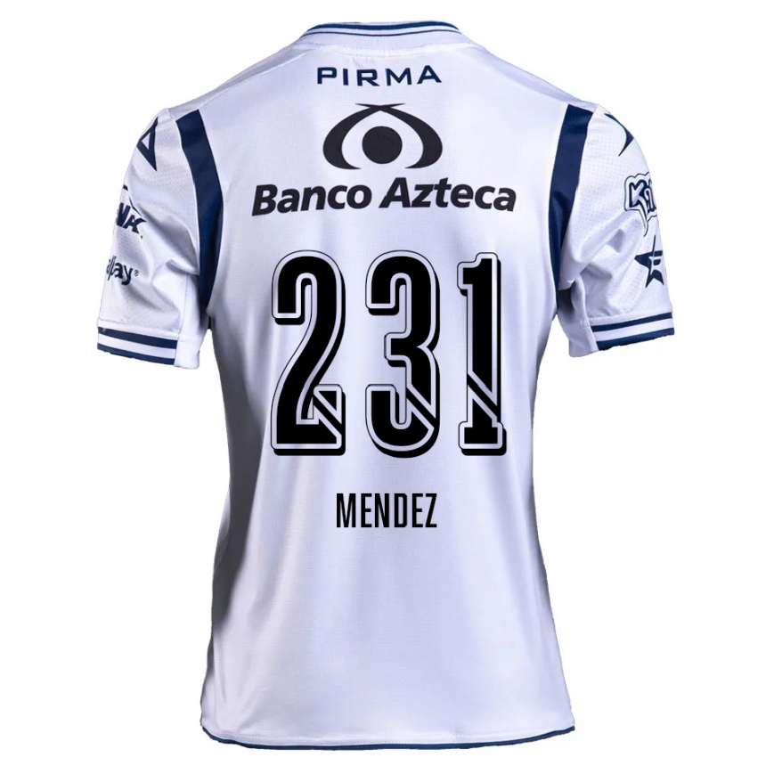 Niño Fútbol Camiseta Alejandro Méndez #231 Blanco Azul Marino 1ª Equipación 2024/25 México