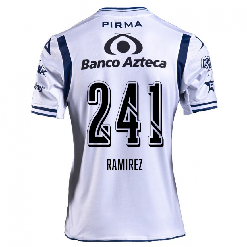 Niño Fútbol Camiseta Eduardo Ramírez #241 Blanco Azul Marino 1ª Equipación 2024/25 México