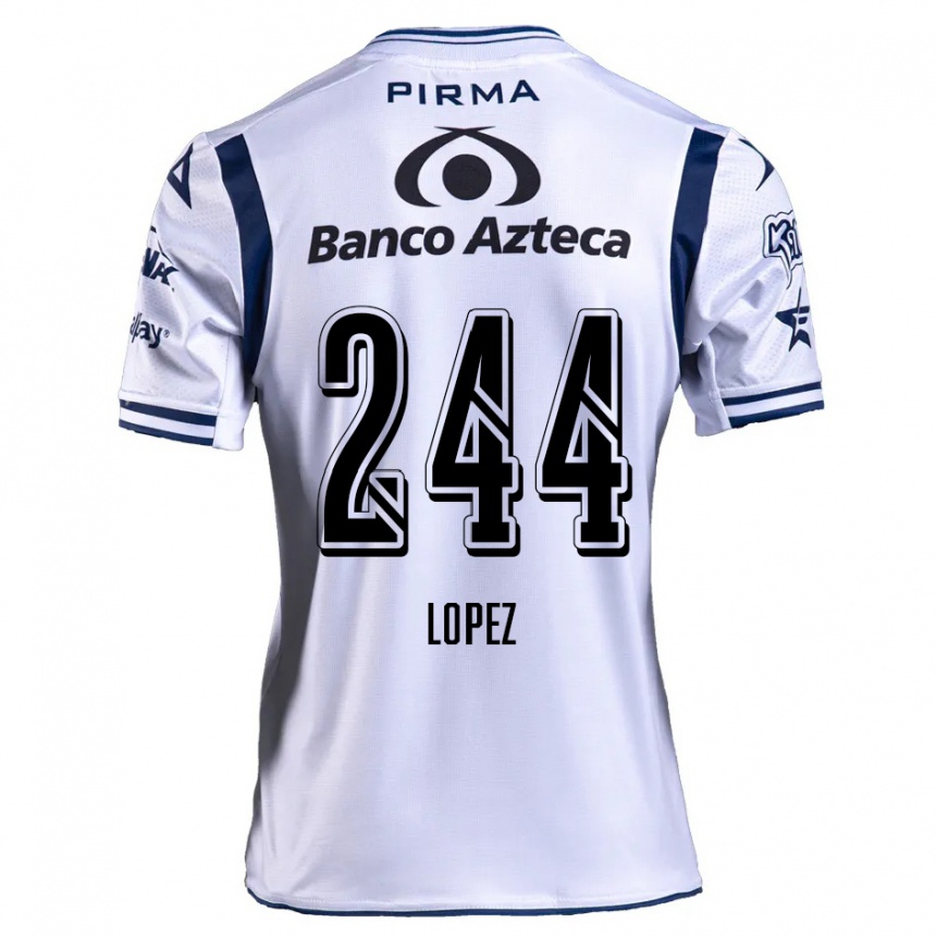 Niño Fútbol Camiseta Daniel López #244 Blanco Azul Marino 1ª Equipación 2024/25 México