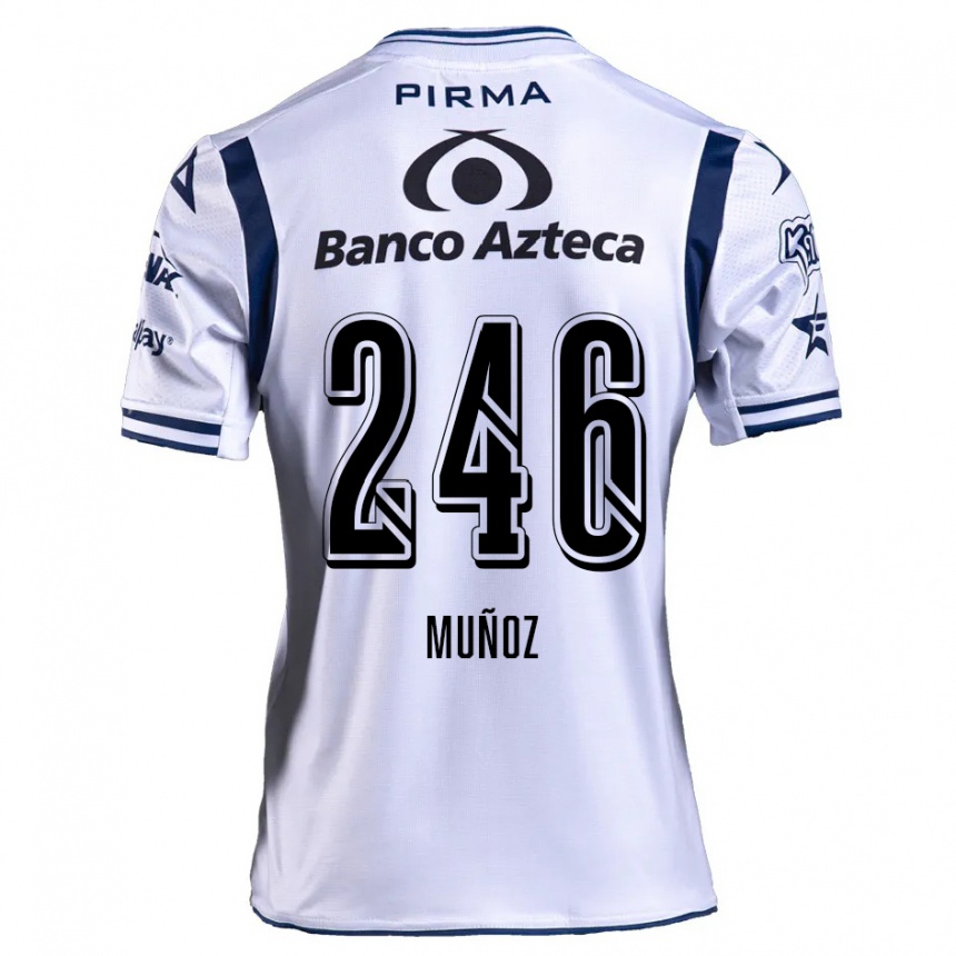 Niño Fútbol Camiseta Zamier Muñoz #246 Blanco Azul Marino 1ª Equipación 2024/25 México