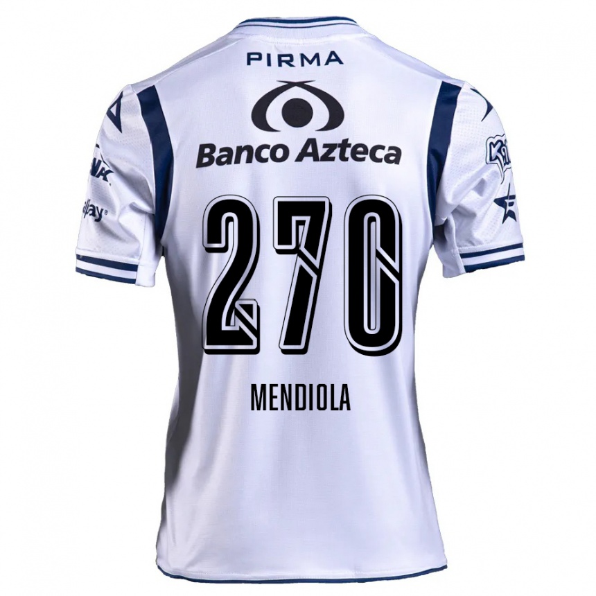 Niño Fútbol Camiseta Carlos Mendiola #270 Blanco Azul Marino 1ª Equipación 2024/25 México