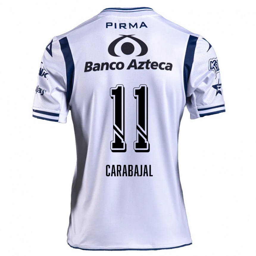 Niño Fútbol Camiseta Gabriel Carabajal #11 Blanco Azul Marino 1ª Equipación 2024/25 México