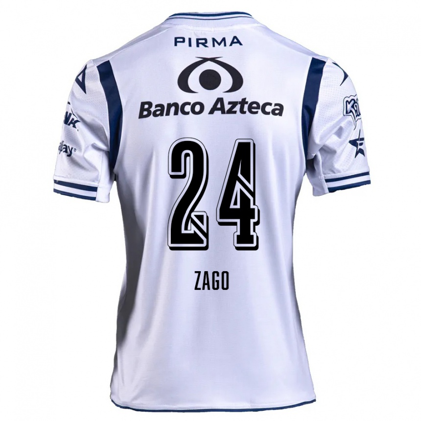 Niño Fútbol Camiseta Diego Zago #24 Blanco Azul Marino 1ª Equipación 2024/25 México