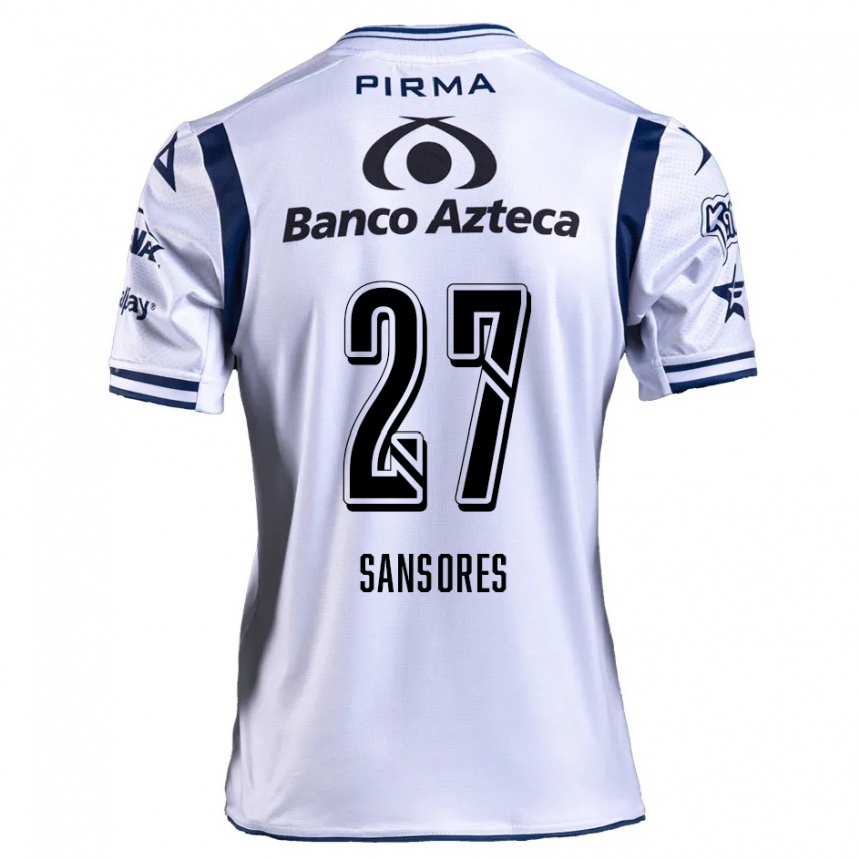 Niño Fútbol Camiseta Miguel Sansores #27 Blanco Azul Marino 1ª Equipación 2024/25 México