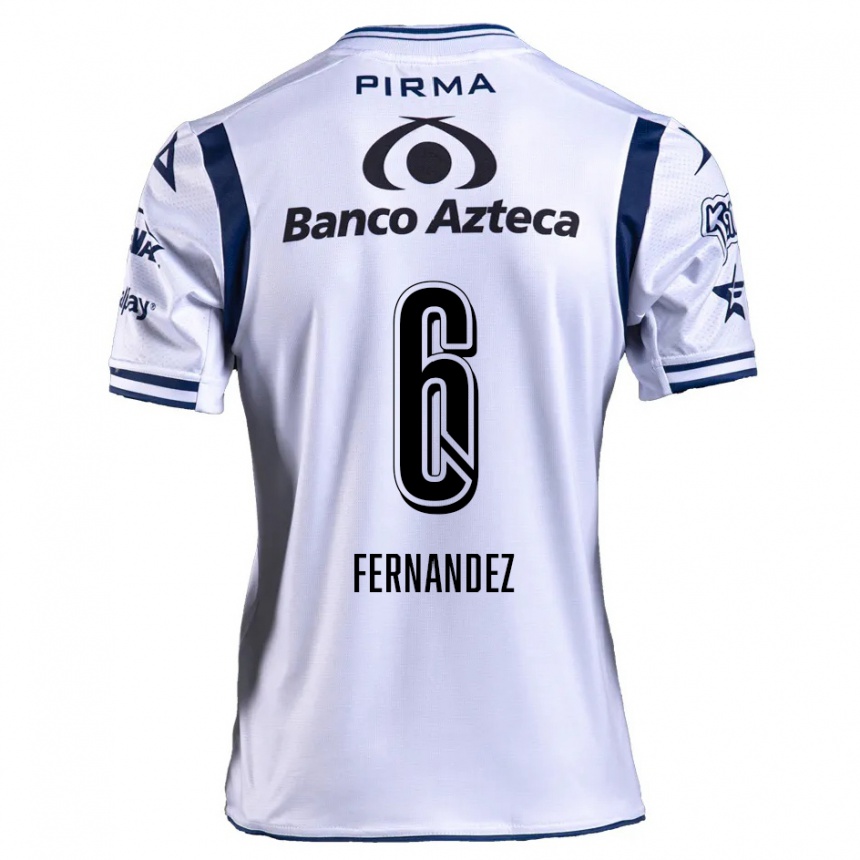 Niño Fútbol Camiseta Liliana Fernández #6 Blanco Azul Marino 1ª Equipación 2024/25 México