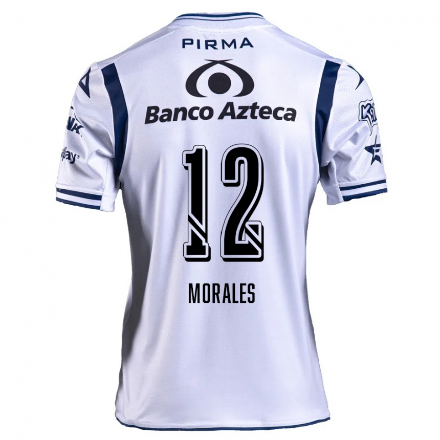 Niño Fútbol Camiseta Karla Morales #12 Blanco Azul Marino 1ª Equipación 2024/25 México