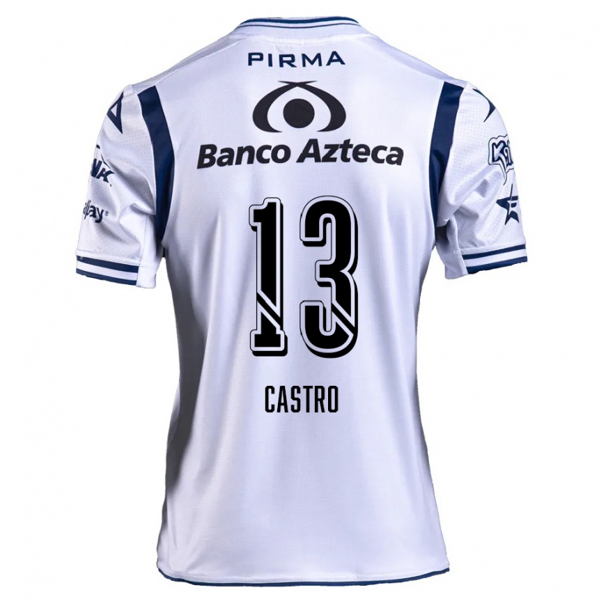 Niño Fútbol Camiseta Mariam Castro #13 Blanco Azul Marino 1ª Equipación 2024/25 México