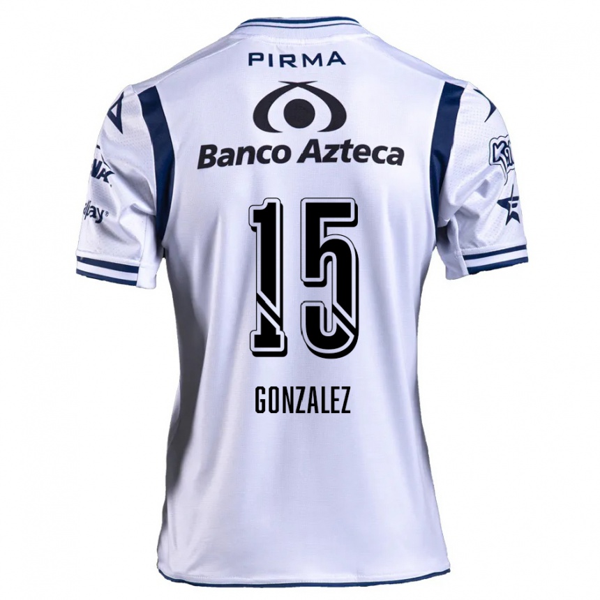 Niño Fútbol Camiseta Jaqueline González #15 Blanco Azul Marino 1ª Equipación 2024/25 México