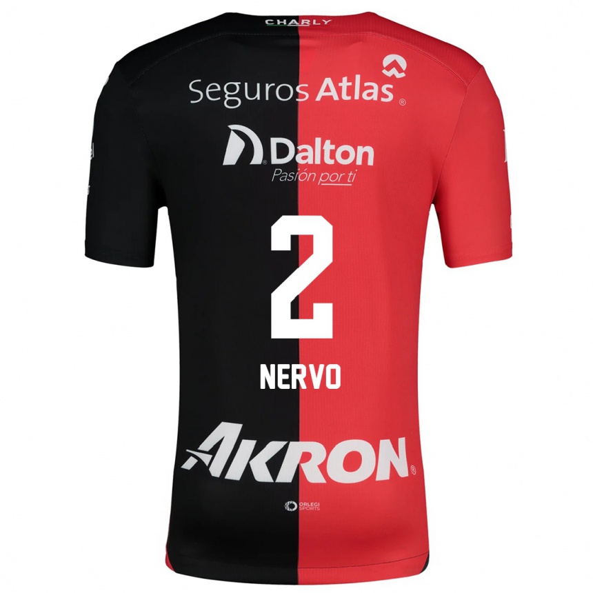 Niño Fútbol Camiseta Hugo Nervo #2 Negro Rojo 1ª Equipación 2024/25 México