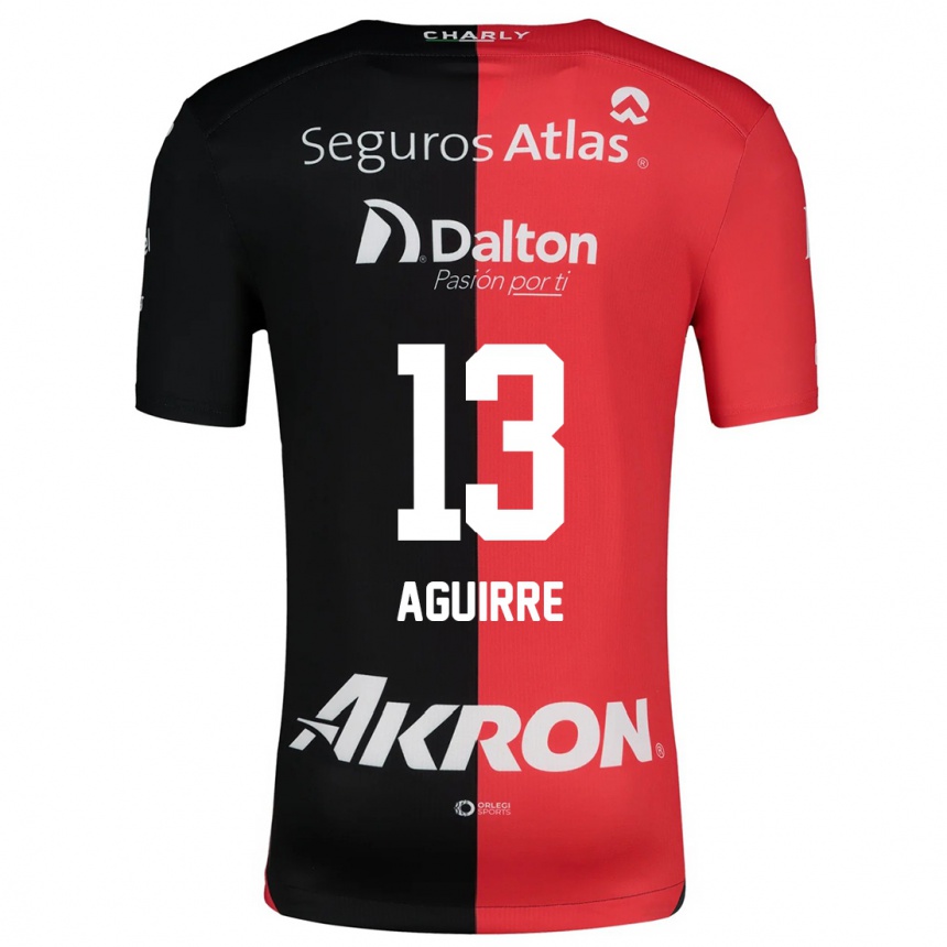 Niño Fútbol Camiseta Gaddi Aguirre #13 Negro Rojo 1ª Equipación 2024/25 México