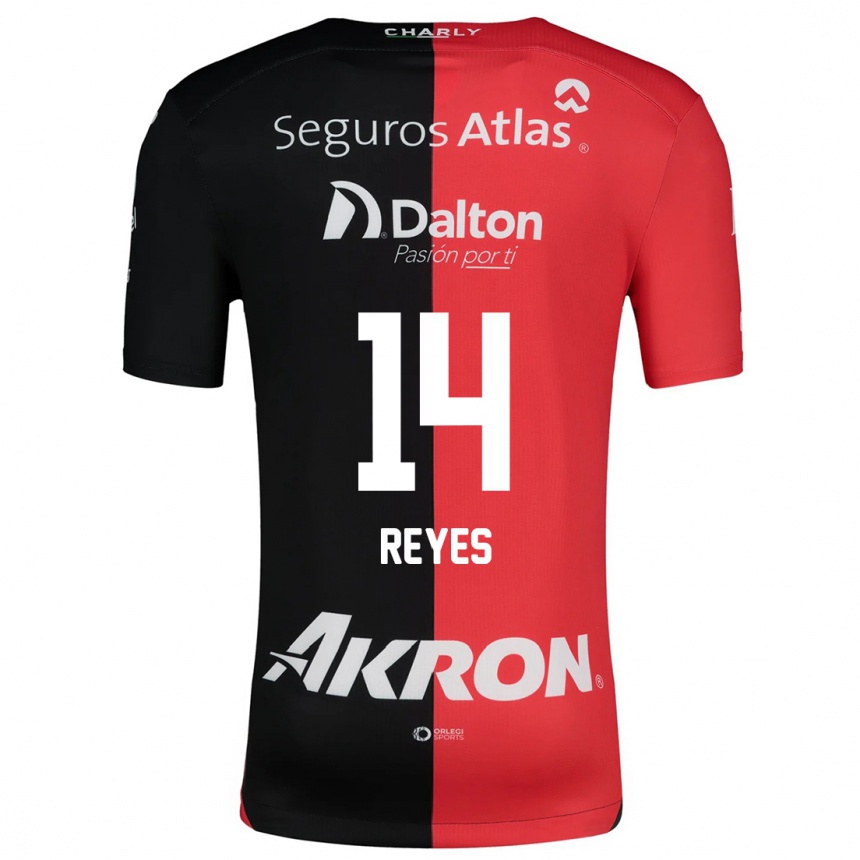 Niño Fútbol Camiseta Luis Reyes #14 Negro Rojo 1ª Equipación 2024/25 México