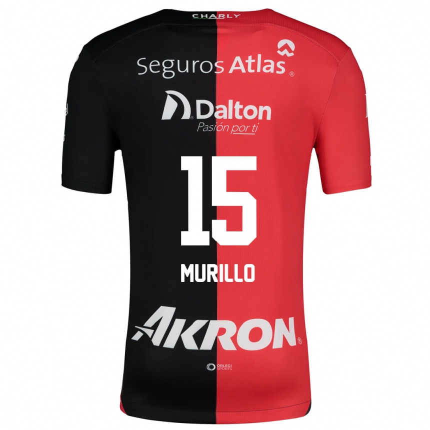 Niño Fútbol Camiseta Jhon Murillo #15 Negro Rojo 1ª Equipación 2024/25 México