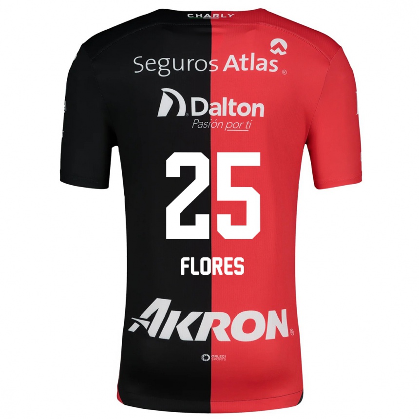 Niño Fútbol Camiseta Leonardo Flores #25 Negro Rojo 1ª Equipación 2024/25 México