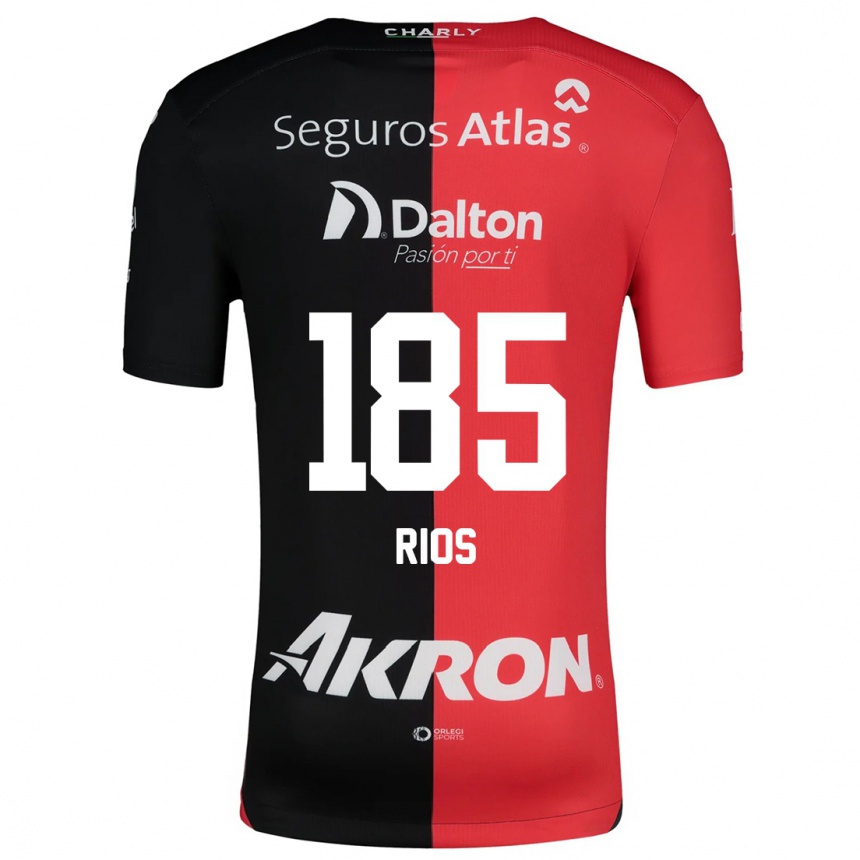 Niño Fútbol Camiseta Víctor Ríos #185 Negro Rojo 1ª Equipación 2024/25 México