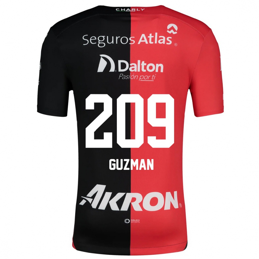 Niño Fútbol Camiseta Jorge Guzmán #209 Negro Rojo 1ª Equipación 2024/25 México