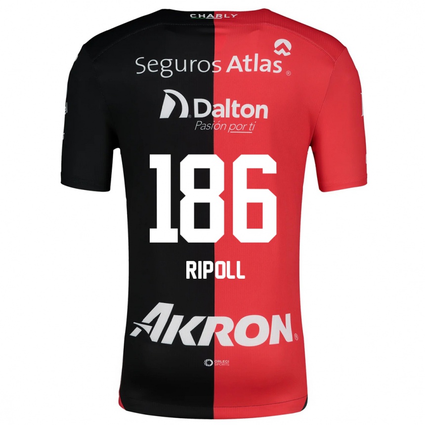 Niño Fútbol Camiseta Alonso Ripoll #186 Negro Rojo 1ª Equipación 2024/25 México