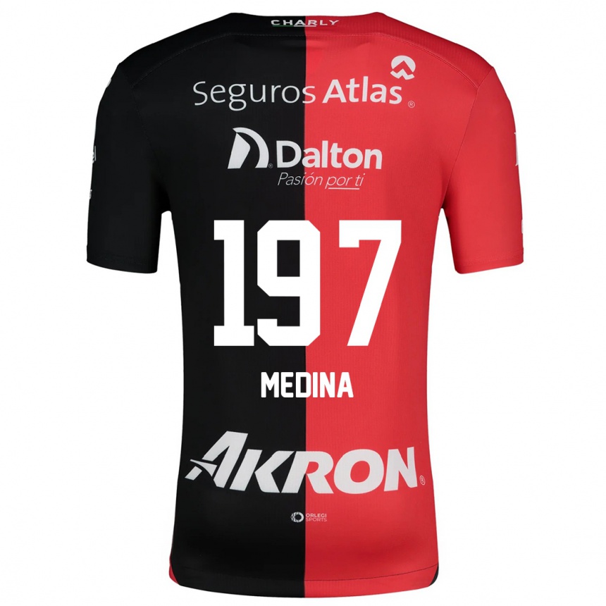 Niño Fútbol Camiseta Héctor Medina #197 Negro Rojo 1ª Equipación 2024/25 México