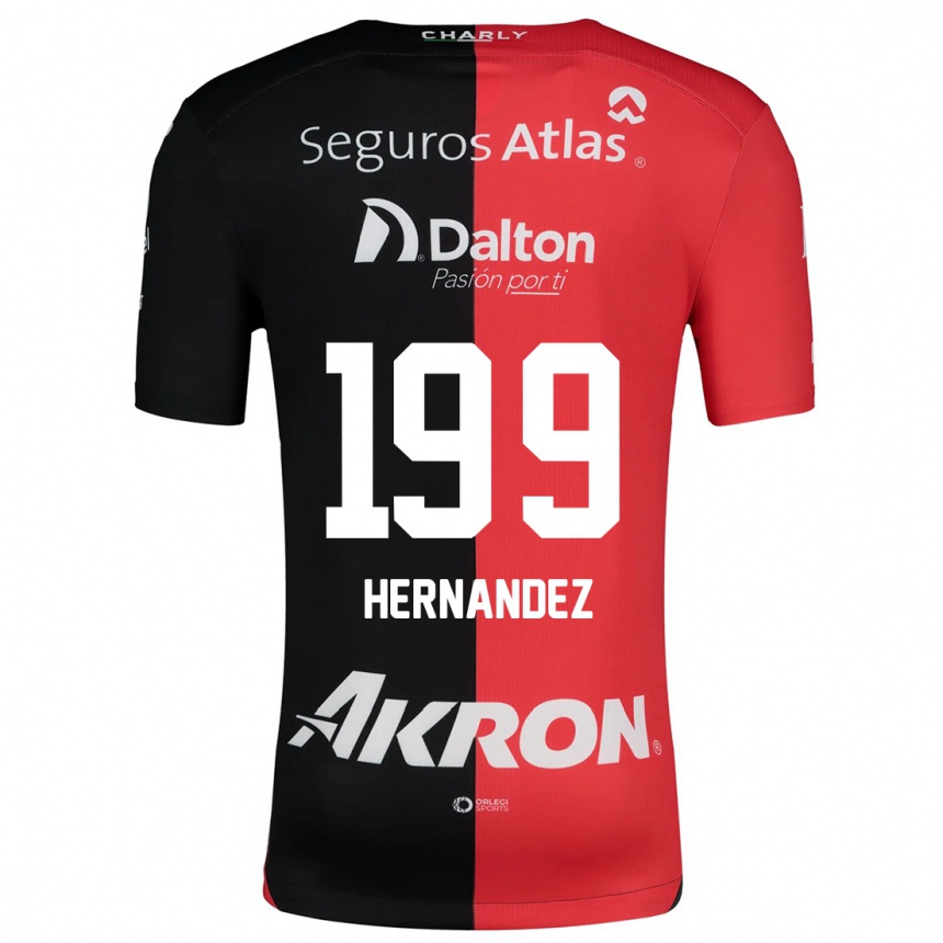 Niño Fútbol Camiseta Sergio Hernández #199 Negro Rojo 1ª Equipación 2024/25 México