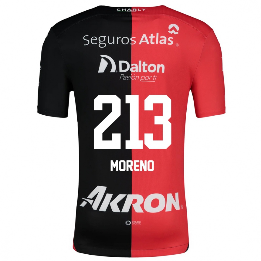 Niño Fútbol Camiseta Eduardo Moreno #213 Negro Rojo 1ª Equipación 2024/25 México